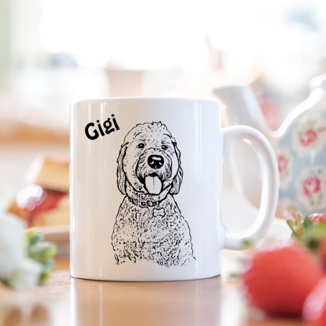 Taza Dibujo manual personalizado de perro goldendoodle (Subido por el creador)