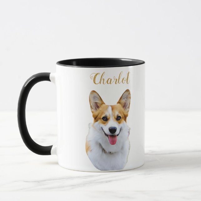 Taza Dibujo personalizado del perro de Corgi galés pers (Izquierda)