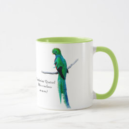 Taza Dibujo quetzal ilustracion de aves acuarela