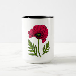 Taza Dibujo rojo de amapola 3
