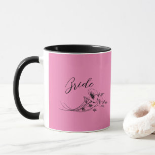 Taza Dibujos de flores silvestres rosadas de novia 