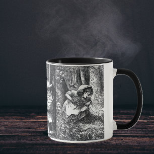 Taza Dibujos Vintage de Caperucita Roja en Blanco y Neg
