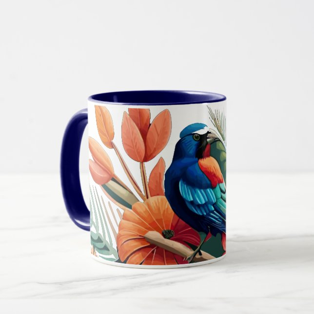 Taza Dicha Tropical: Una Fusión Vibrante de Flora (Anverso izquierdo)