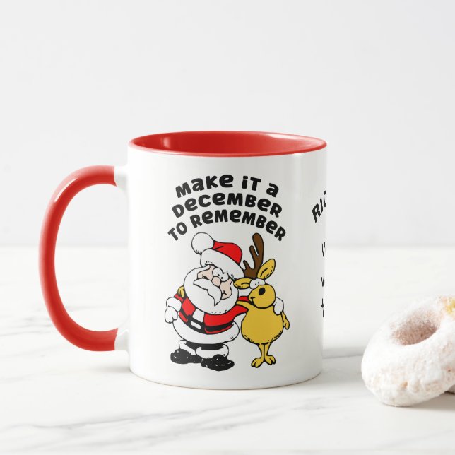 Taza Diciembre para recordar al personalizado mug (Con donut)