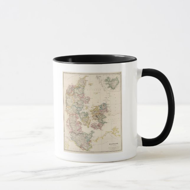 Taza Dinamarca con mapa de entrada de Islandia (Derecha)