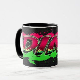 Taza Dine Vorname Name Graffiti red green Tasse