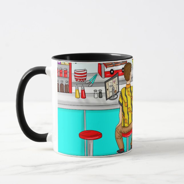 Taza Diner de los años 50 | Pareja sosteniendo manos (Izquierda)