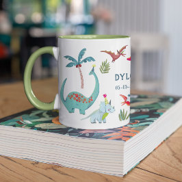 Taza Dinosaur Cute Dino Nombre de niño