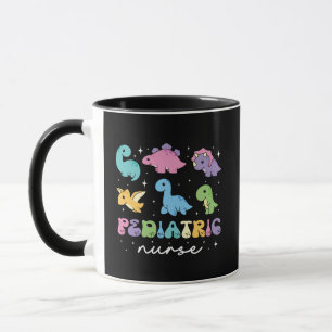 Taza Dinosaur Pastel Lindo Enfermera Pediátrica & Atenc