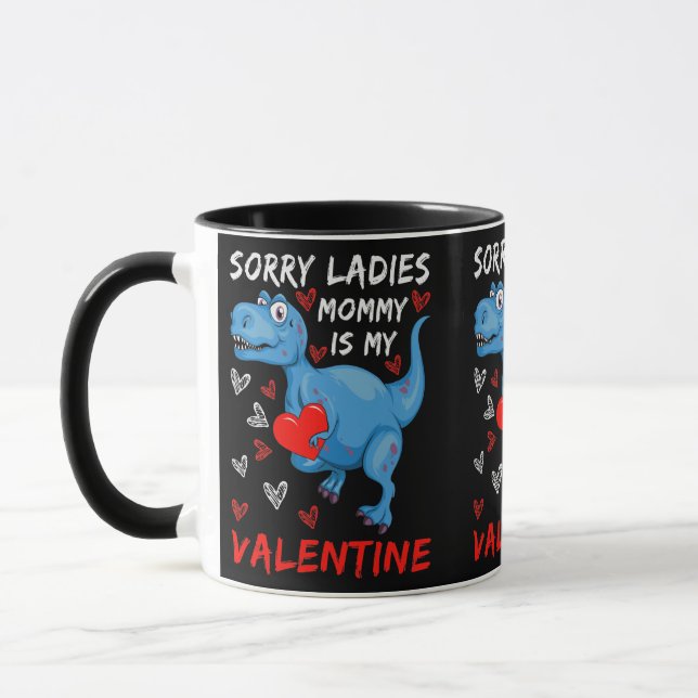 Taza Dinosaurio azul Lo siento, mamá es mi San Valentín (Izquierda)
