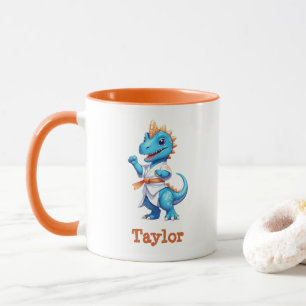 Taza Dinosaurio de karate azul