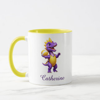 Taza Dinosaurio de voleibol púrpura