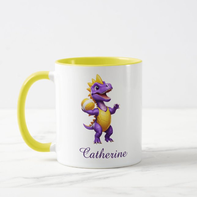 Taza Dinosaurio de voleibol púrpura (Izquierda)