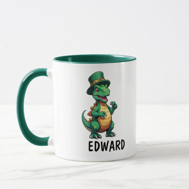 Taza Dinosaurio del Día Verde de San Patricio (Izquierda)