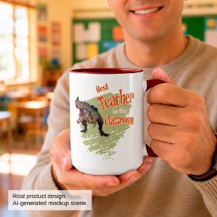 Taza Dinosaurio Divertido Mejor Profesor en el Aula 