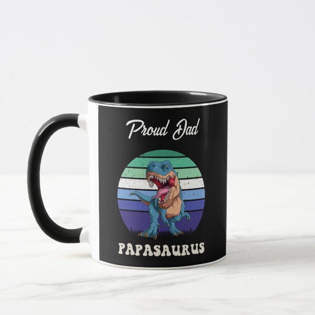 Taza Dinosaurio gracioso de Papasauro sobre puesta de s (Izquierda)