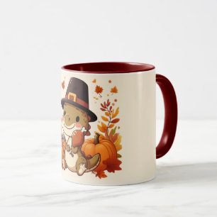 Taza Dinosaurio lindo de acción de gracias