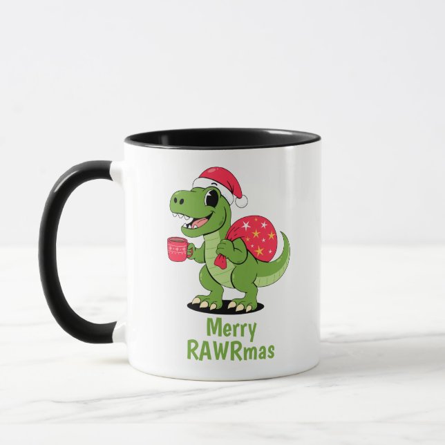 Taza Dinosaurio Navideño Festivo (Izquierda)