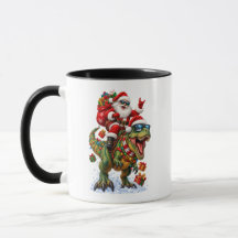 Dinosaurio Retro Divertido Santa Claus Montando T-