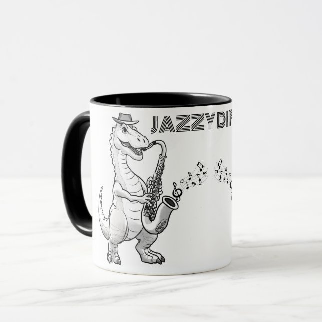 Taza Dinosaurio tocando el saxofón Mug (Anverso izquierdo)