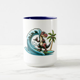 Taza Dinosaurio tropical de surf