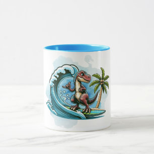 Taza Dinosaurio tropical de surf