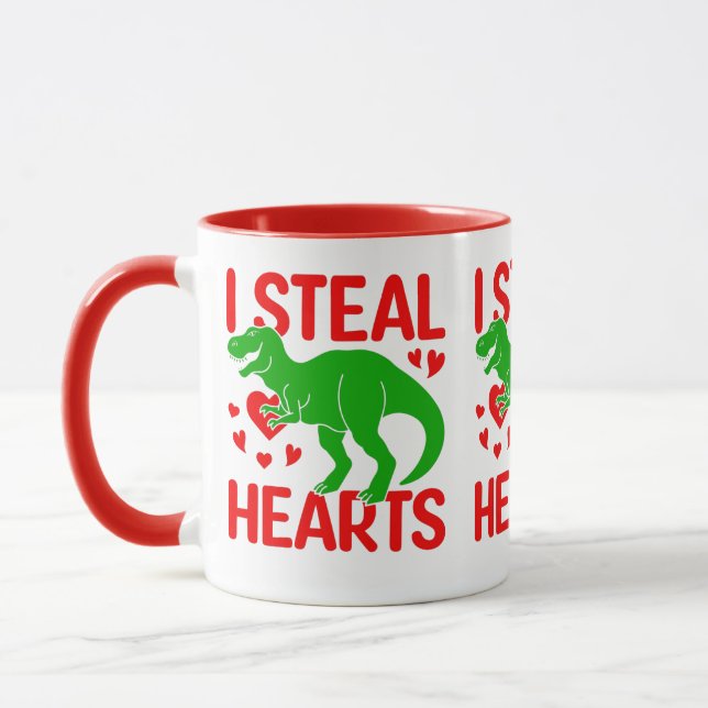Taza Dinosaurio verde Valentine I Robar corazones (Izquierda)