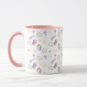 Taza Dinosaurios unicornio rosado lindo arcoiris fiesta