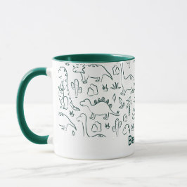 Taza Dinosaurs Boy Name Dino Cute Jungle Green