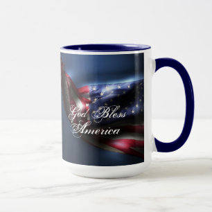 Taza Dios bendiga a Estados Unidos/ondeando bandera de 