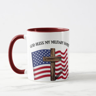 Taza DIOS BENDIGA A MI FAMILIA MILITAR cruz robusta, ba