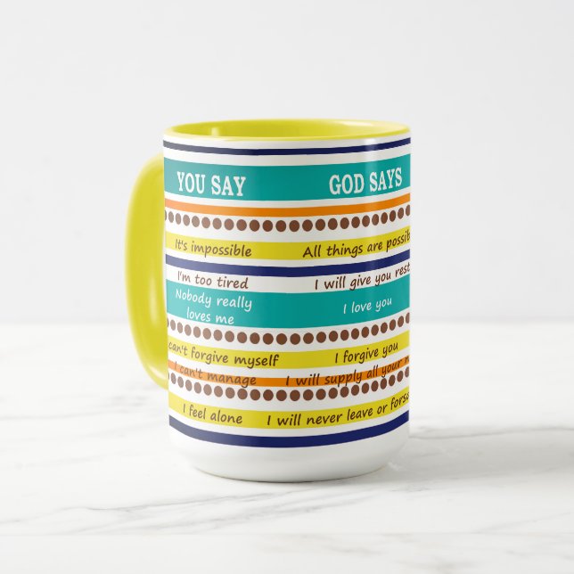 Taza DIOS DICE: Versos de la Biblia Inspiradora (Anverso izquierdo)