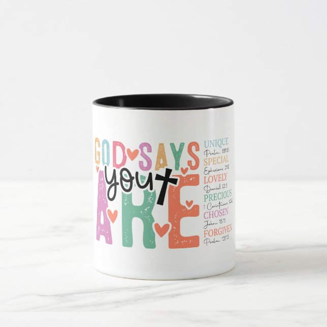 Taza Dios inspirador dice que eres (Centro)