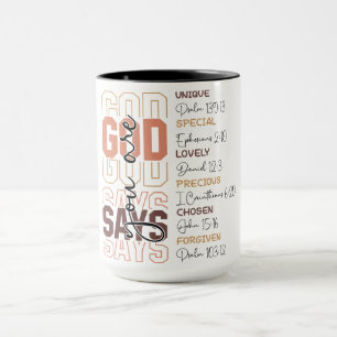 Taza Dios inspirador dice que eres