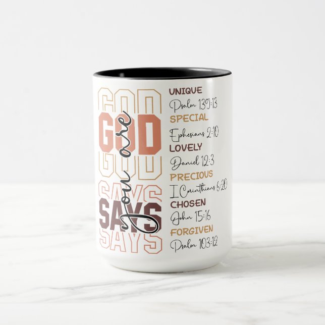 Taza Dios inspirador dice que eres (Centro)