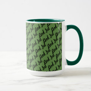Taza Dios Jul—Feliz Navidad con escritura sueca en part