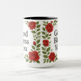 Taza Dios te bendiga Rosa floral religiosa