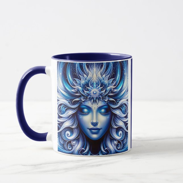 Taza Diosa Cabeza Azul Celestial Enero - (Izquierda)