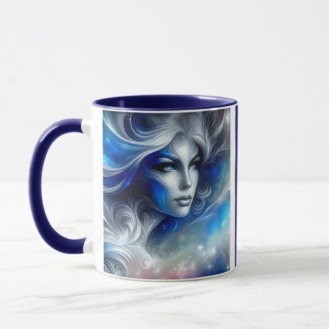 Taza Diosa Celestial Cabeza Azul Blanco Febrero - (Izquierda)