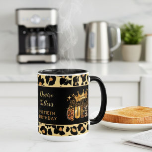 Taza Diosa del Cumpleaños del Leopardo Divertido Cumple