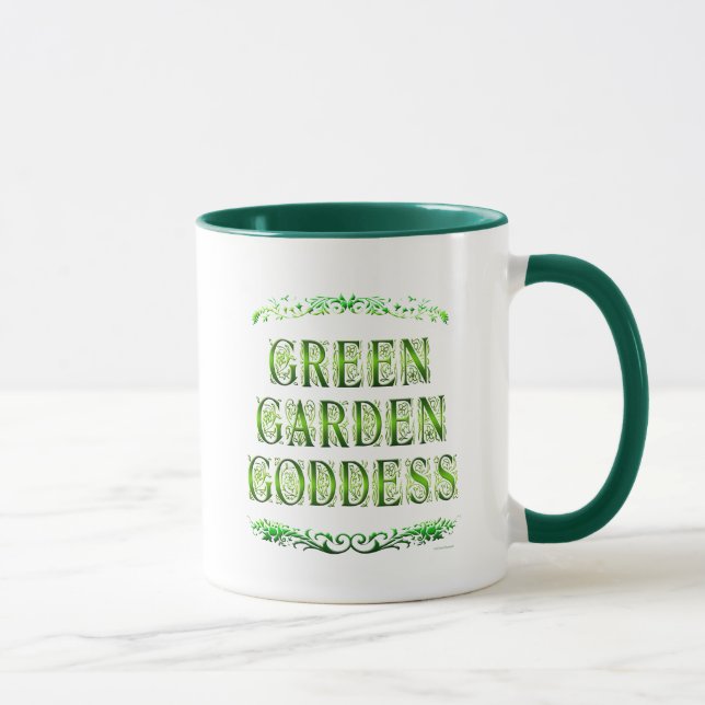 Taza Diosa del Jardín Verde diciendo café Mug (Derecha)