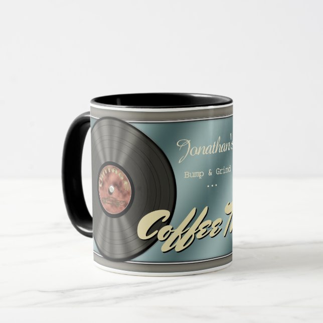 Taza Disco de vinilo retro divertido (Anverso izquierdo)