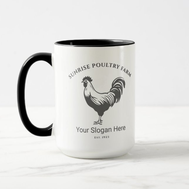 Taza diseñada con granja de pollos (Izquierda)