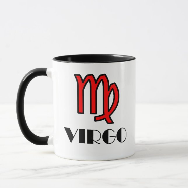 Taza Diseñador De Símbolo Virgo Zodiac Mug In Red (Izquierda)