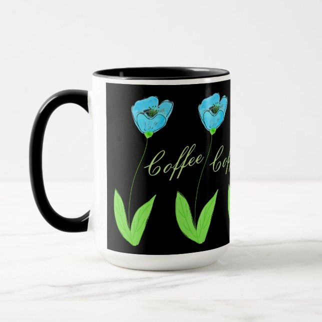 Taza Diseñador de tulipanes azules (Izquierda)