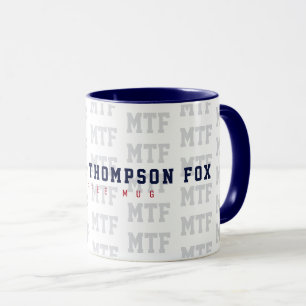 Taza diseñar un monogramado, nombre + iniciales, azul