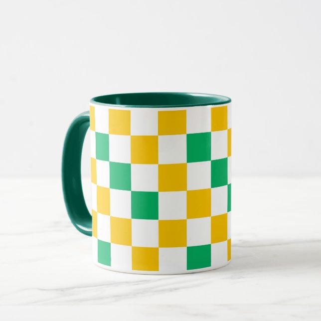 Taza Diseño a cuadros amarillo blanco verde (Anverso izquierdo)