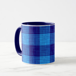 Taza Diseño a cuadros gruesos con trama cruzada azul