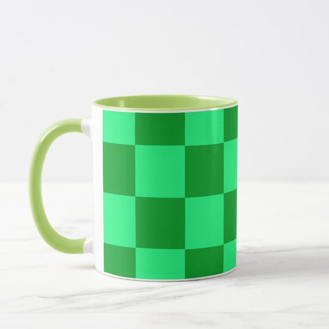 Taza Diseño a cuadros verde claro oscuro (Izquierda)