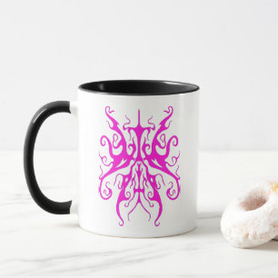 Taza Diseño abstracto de máscara tribal rosa elegante